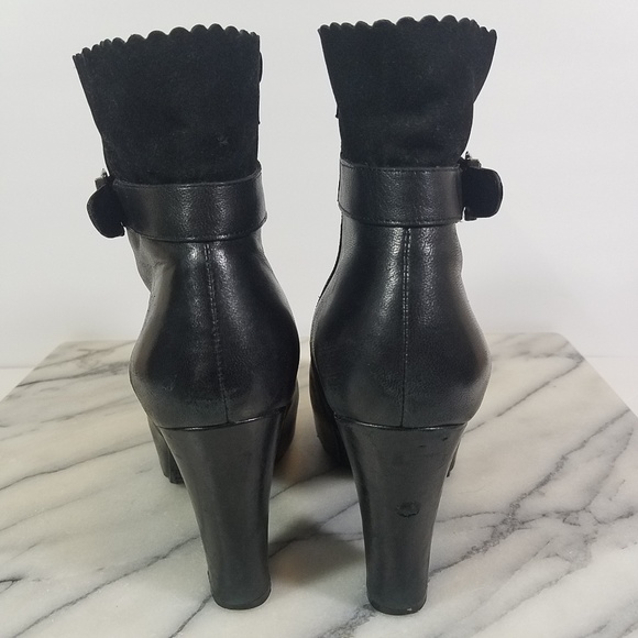 Miz Mooz Liv Black Leather Platform Heeled Bootie - Picture 4 of 7